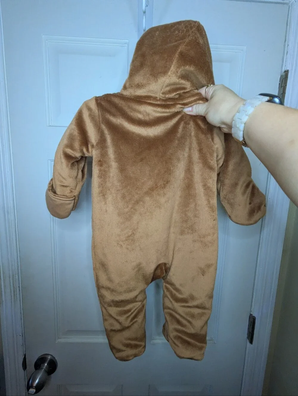 Carter's Brown Plush Hooded Baby One-Piece with Bear Feet And Bear Ears